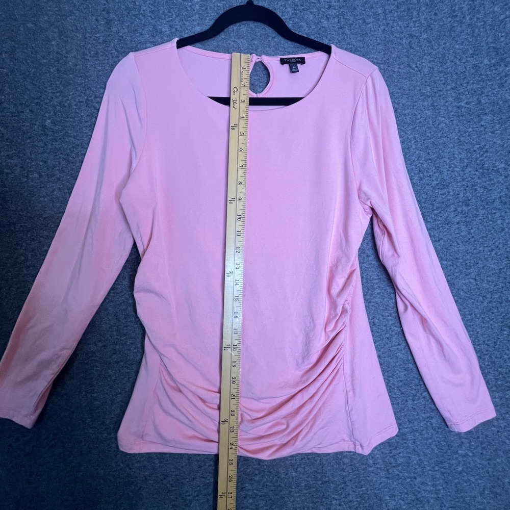 Talbots Blouse Womens SP Pink Ruched Side Keyhole Back Rayon Stretch Career Top - Picture 5 of 10